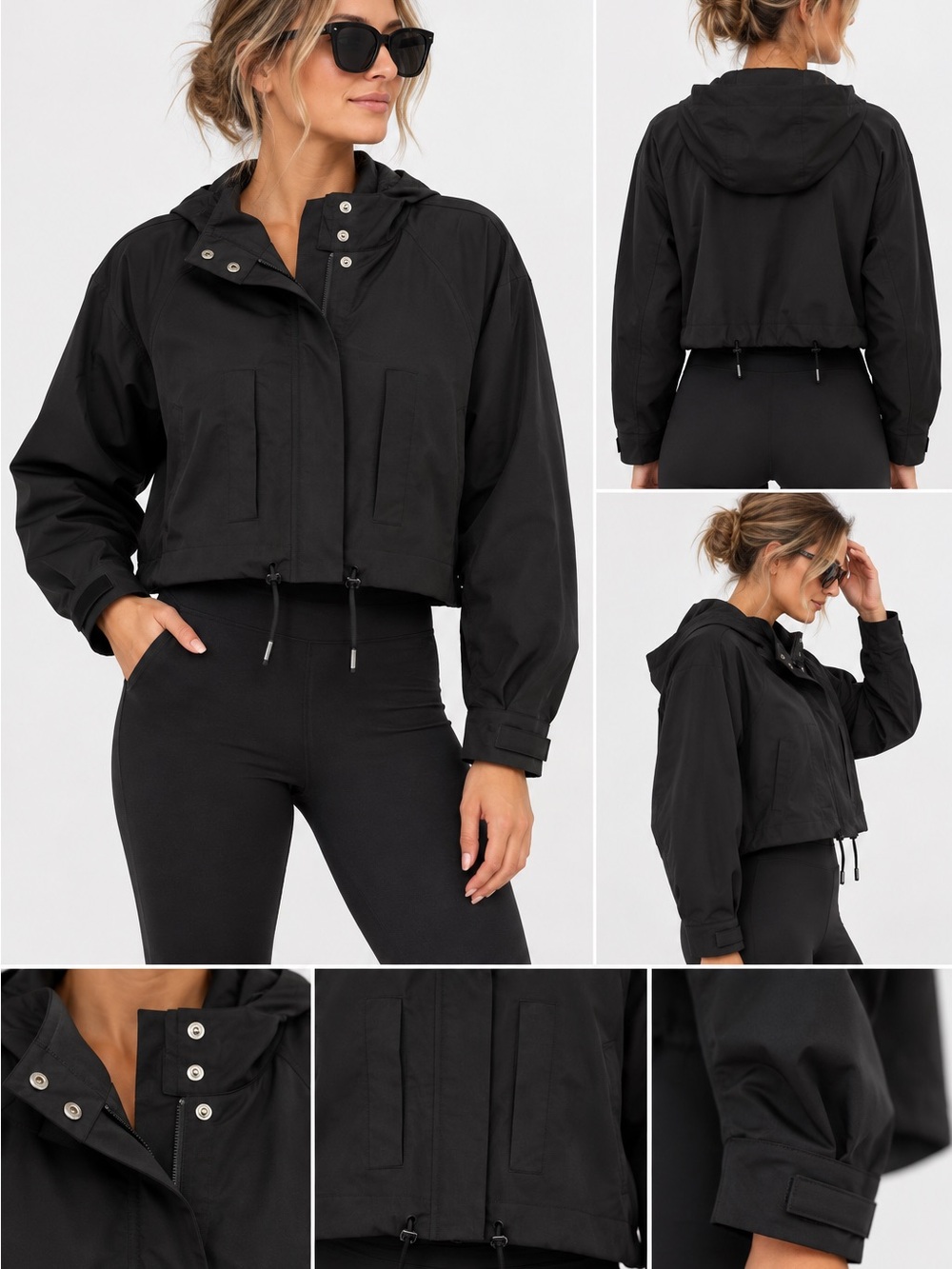 20. Girlfriend collective • NWT Black Hooded Cropped Windbreaker Jacket